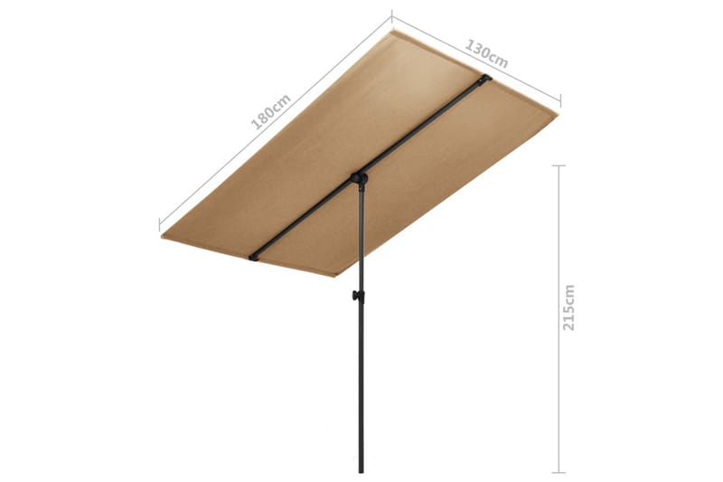 Parasoll med aluminiumsstang 180x130 cm gråbrun - Brun - Hagemøbler - Solbeskyttelse - Parasoller