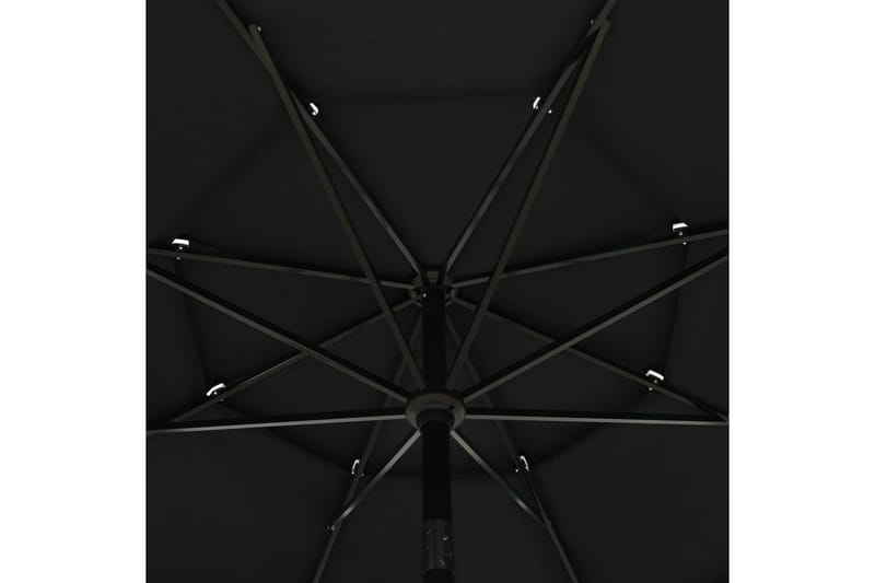 Parasoll med aluminiumsstang 3 nivåer 3,5 m svart - Hagemøbler - Solbeskyttelse - Parasoller