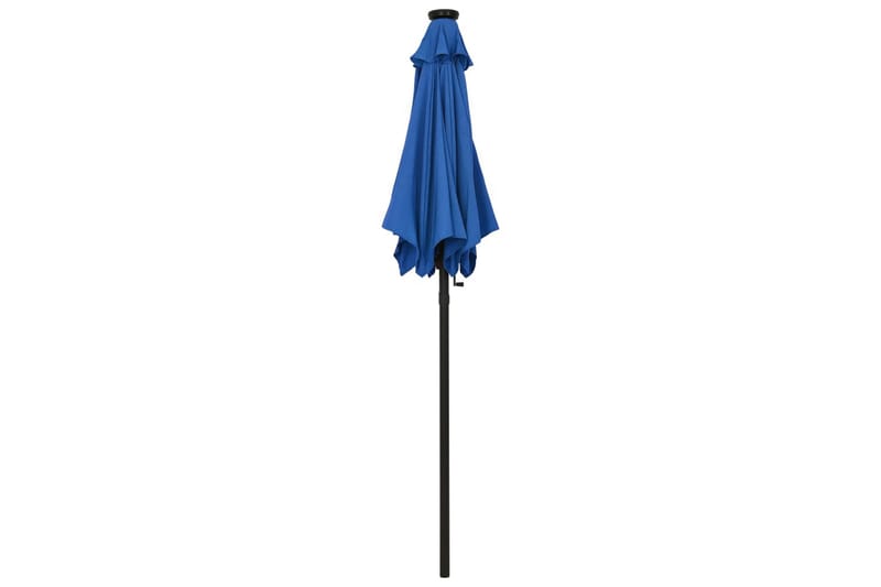 Parasoll med LED-lys asurblå 200x211 cm aluminium - Blå - Hagemøbler - Solbeskyttelse - Parasoller