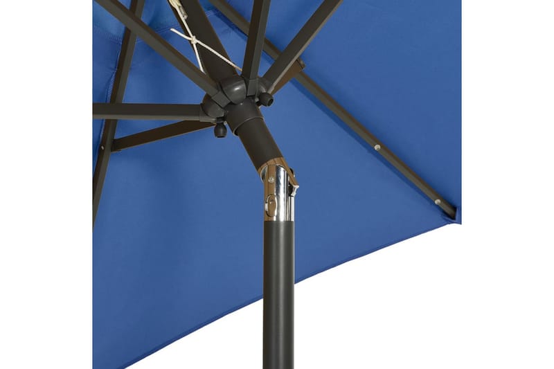 Parasoll med LED-lys asurblå 200x211 cm aluminium - Blå - Hagemøbler - Solbeskyttelse - Parasoller
