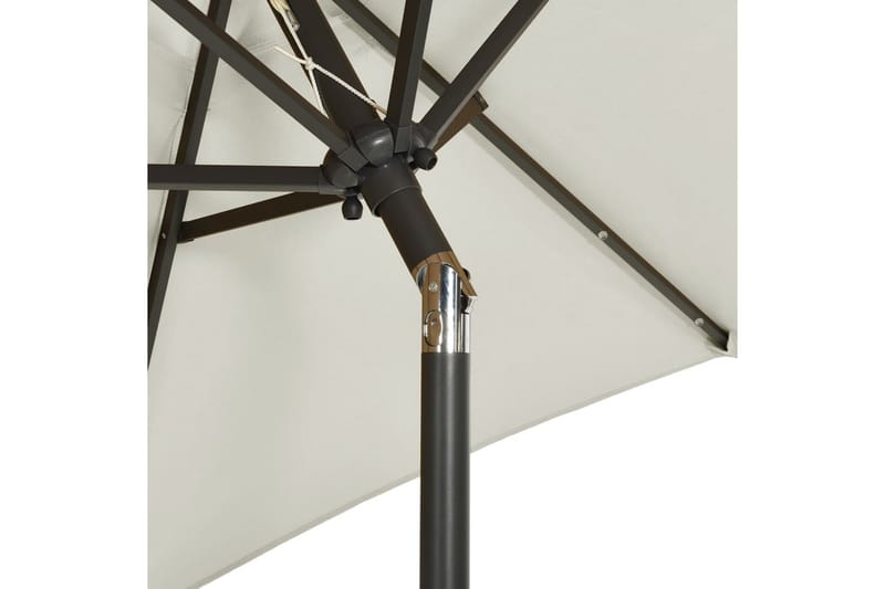 Parasoll med LED-lys sand 200x211 cm aluminium - Hagemøbler - Solbeskyttelse - Parasoller