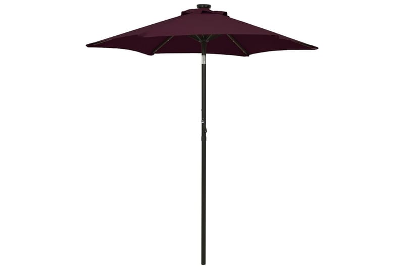 Parasoll med LED-lys vinrød 200x211 cm aluminium - Rød - Hagemøbler - Solbeskyttelse - Parasoller