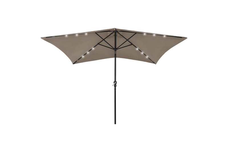 Parasoll med lysdioder og stålstang gråbrun 2x3 m - Hagemøbler - Solbeskyttelse - Parasoller