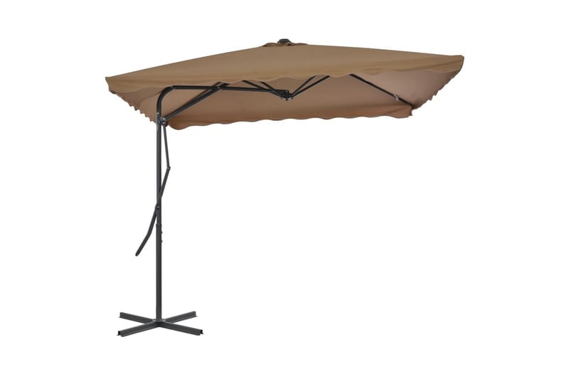Parasoll med stålstang 250x250 cm gråbrun - Hagemøbler - Solbeskyttelse - Parasoller