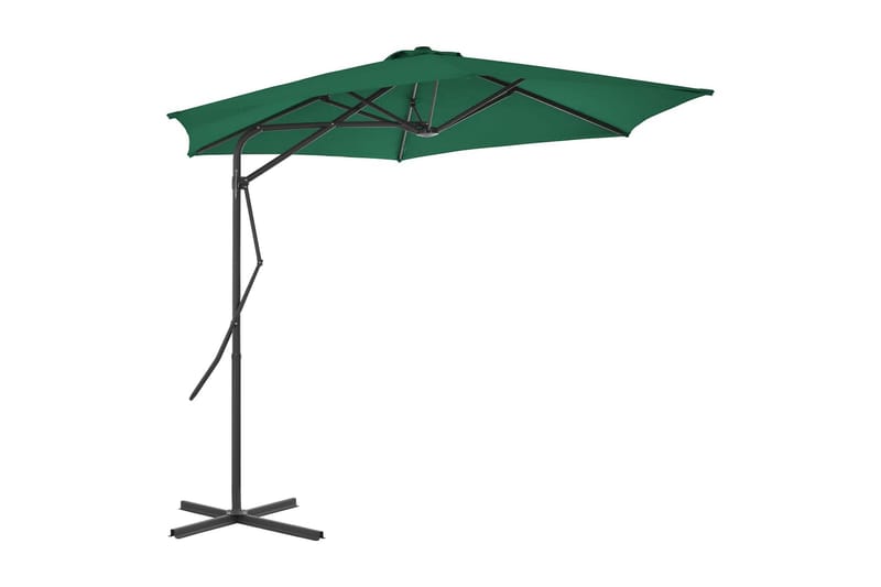 Parasoll med stålstang 300 cm grønn - Hagemøbler - Solbeskyttelse - Parasoller - Hengeparasoll