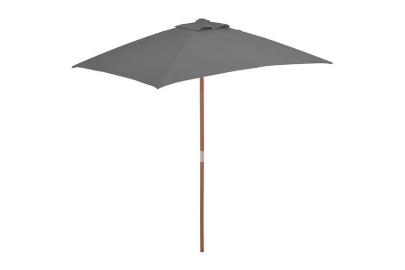Parasoll med trestang 150x200 cm antrasitt - Hagemøbler - Solbeskyttelse - Parasoller
