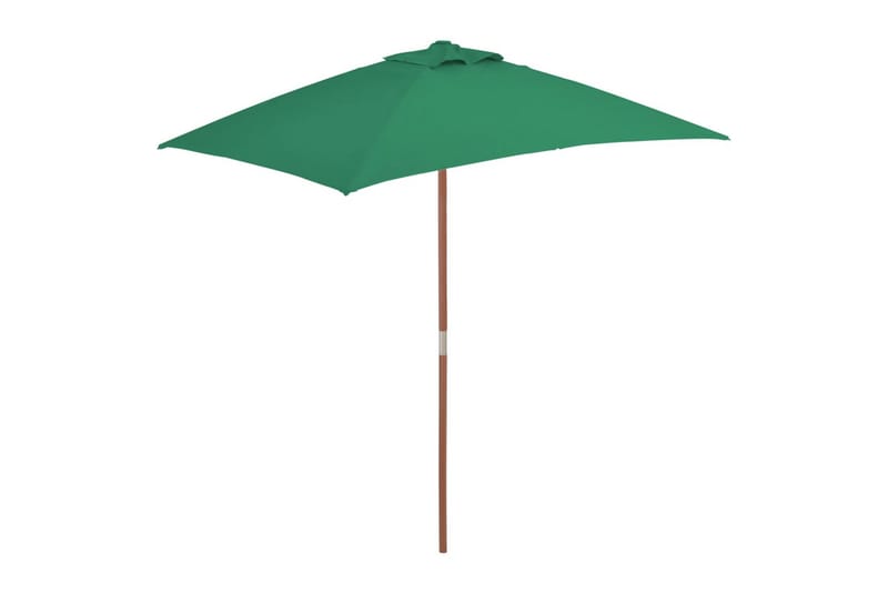 Parasoll med trestang 150x200 cm grønn - Hagemøbler - Solbeskyttelse - Parasoller