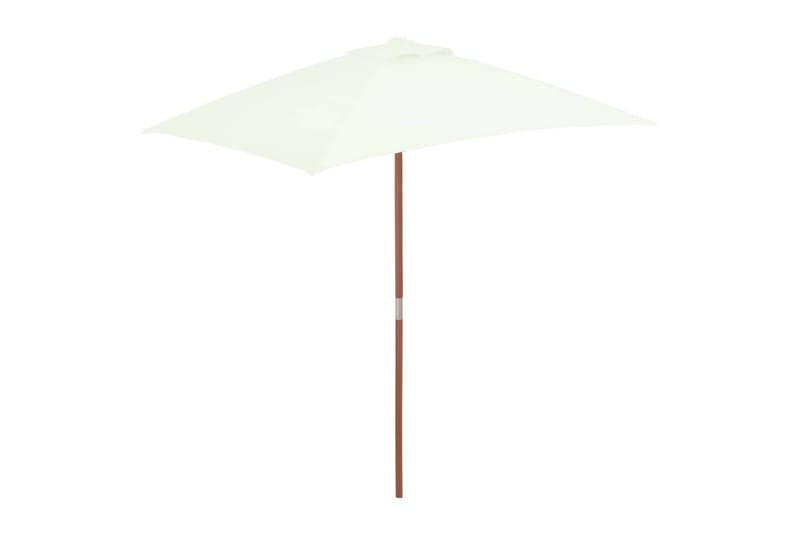 Parasoll med trestang 150x200 cm sandfarget - Hagemøbler - Solbeskyttelse - Parasoller