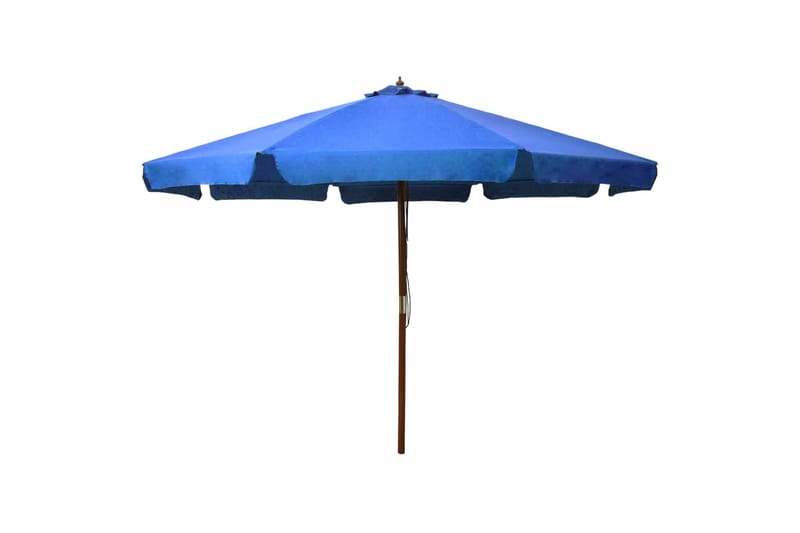 Parasoll med trestang 330 cm asurblå - Hagemøbler - Solbeskyttelse - Parasoller