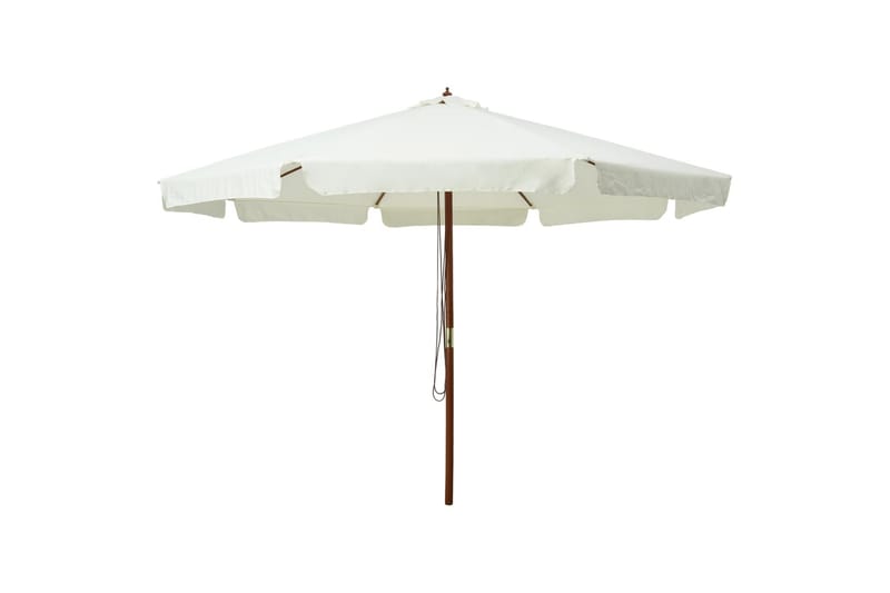 Parasoll med trestang 330 cm sandhvit - Hagemøbler - Solbeskyttelse - Parasoller