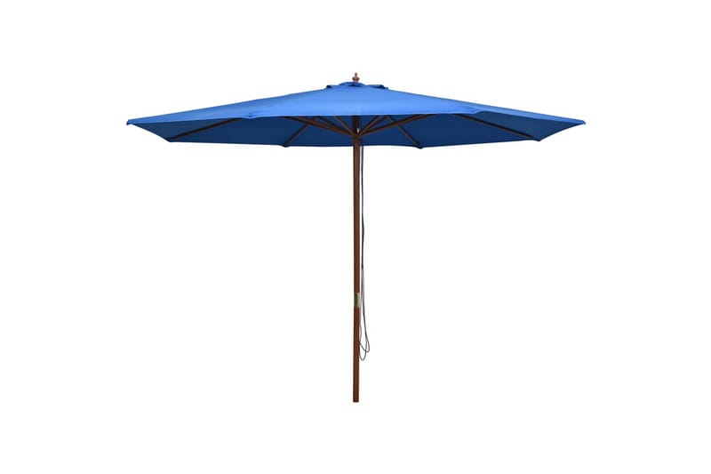 Parasoll med trestang 350 cm blå - Hagemøbler - Solbeskyttelse - Parasoller