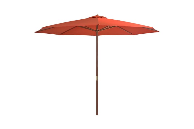 Parasoll med trestang 350 cm terrakotta - Hagemøbler - Solbeskyttelse - Parasoller