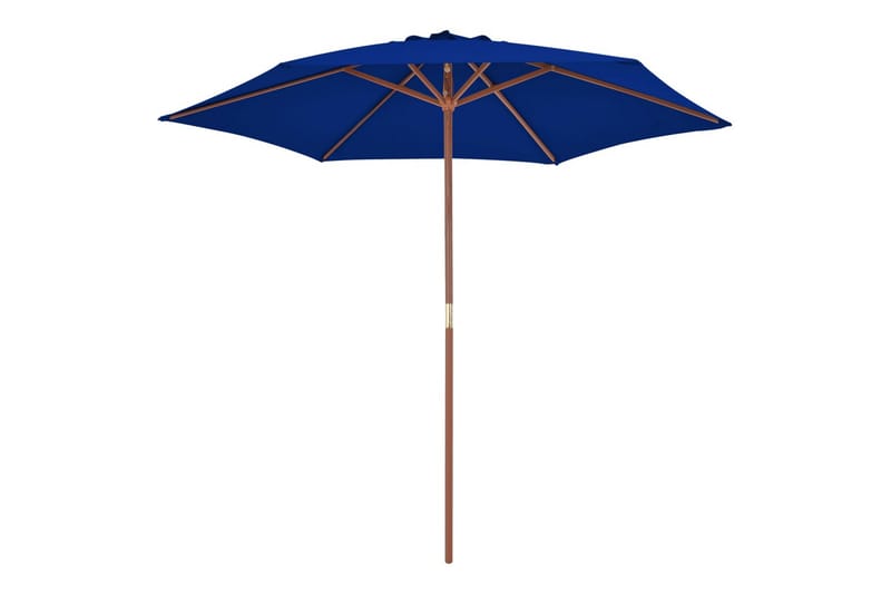 Parasoll med trestang blå 270 cm - Blå - Hagemøbler - Solbeskyttelse - Parasoller