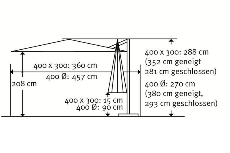 Rhodos Stor Parasoll 400 cm - Antrasitt - Hagemøbler - Solbeskyttelse - Parasoller