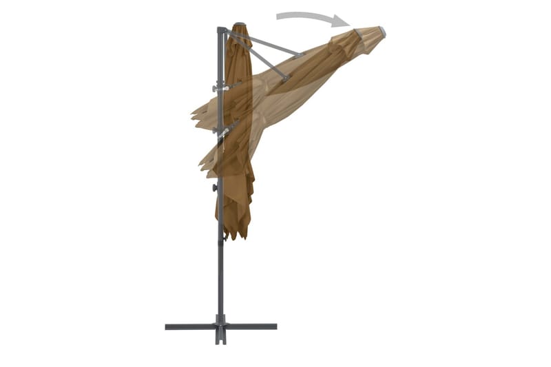 Utendørs parasoll med bӕrbar base gråbrun - Hagemøbler - Solbeskyttelse - Parasoller