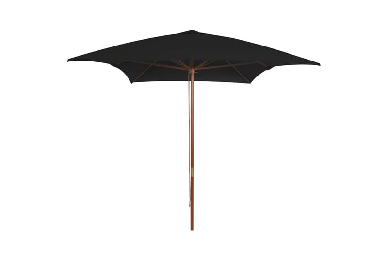 Utendørs parasoll med trestang svart 200x300 cm - Svart - Hagemøbler - Solbeskyttelse - Parasoller