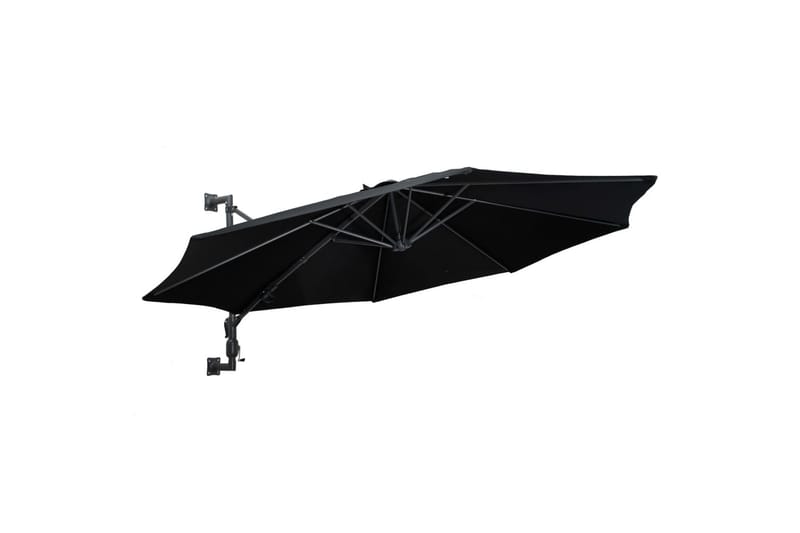 Veggmontert parasoll med metallstang 300 cm svart - Svart - Hagemøbler - Solbeskyttelse - Parasoller