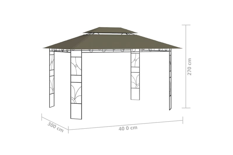 Paviljong 4x3x2,7 m gråbrun 160 g/m² - Taupe - Hagemøbler - Solbeskyttelse - Paviljonger - Komplett paviljong