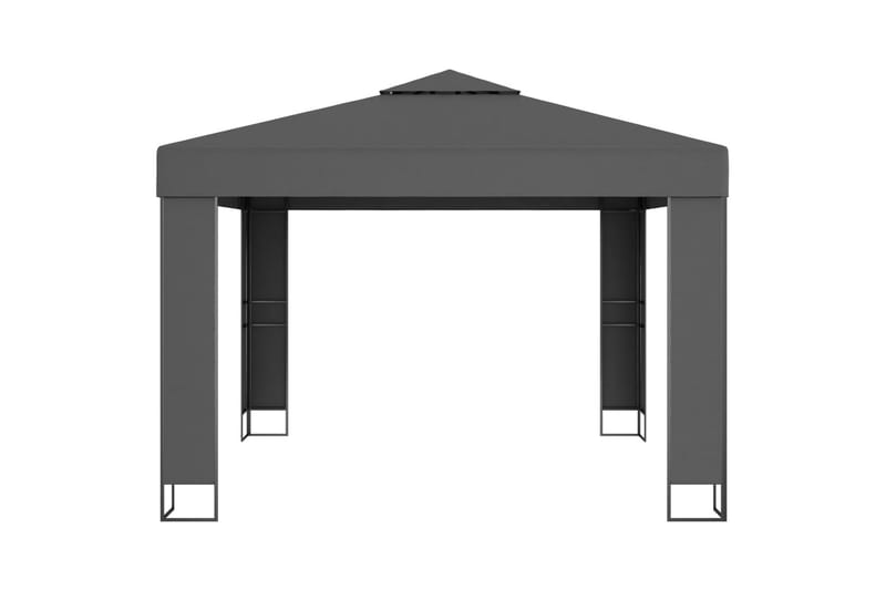 Paviljong med dobbelt tak og lysslynge 3x3 m antrasitt - Antrasittgrå - Hagemøbler - Solbeskyttelse - Paviljonger - Komplett paviljong