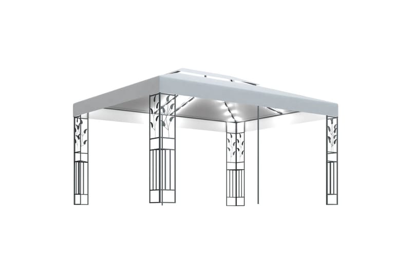 Paviljong med dobbelt tak og lysslynge 3x4 m hvit - Hvit - Hagemøbler - Solbeskyttelse - Paviljonger