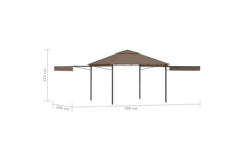 Paviljong med doble utvidbare tak 3x3x2,75m gråbrun 180 g/m² - Taupe - Hagemøbler - Solbeskyttelse - Paviljonger - Komplett paviljong
