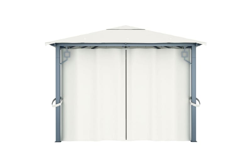 Paviljong med gardin 400 x 300 cm kremhvit aluminium - Hagemøbler - Solbeskyttelse - Paviljonger - Komplett paviljong