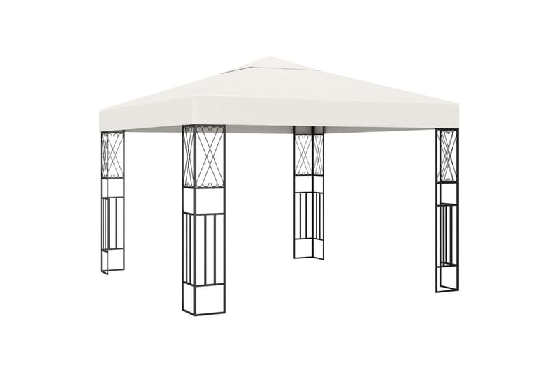 Paviljong med lysslynge 3x3 m kremhvit stoff - Krem - Hagemøbler - Solbeskyttelse - Paviljonger - Komplett paviljong