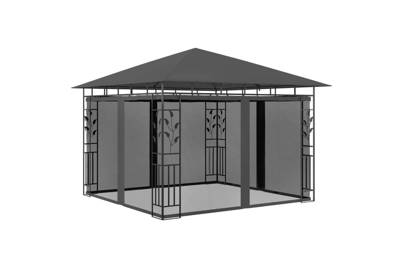 Paviljong med myggnett 3x3x2,73 m antrasitt 180 g/m² - Hagemøbler - Solbeskyttelse - Paviljonger - Komplett paviljong