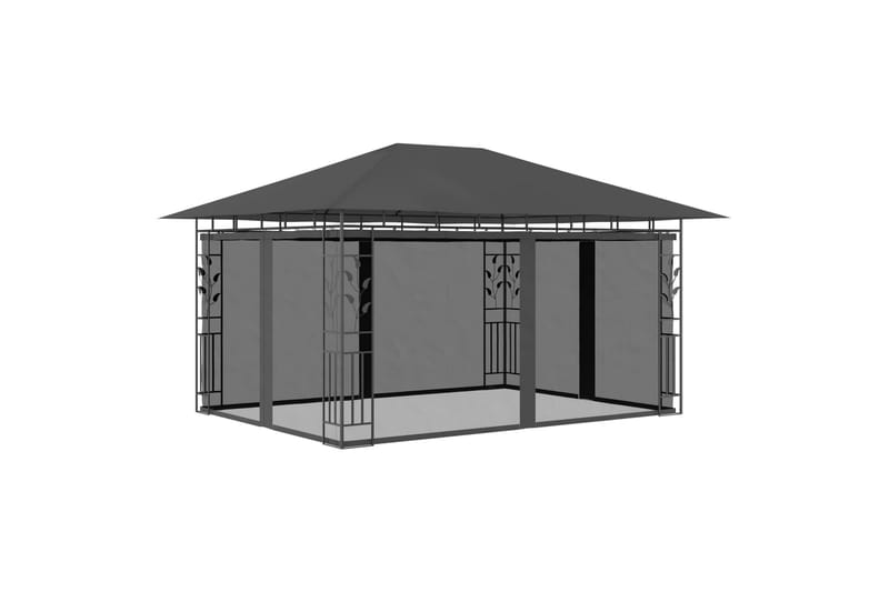 Paviljong med myggnett 4x3x2,73 m antrasitt 180 g/m² - Hagemøbler - Solbeskyttelse - Paviljonger - Komplett paviljong