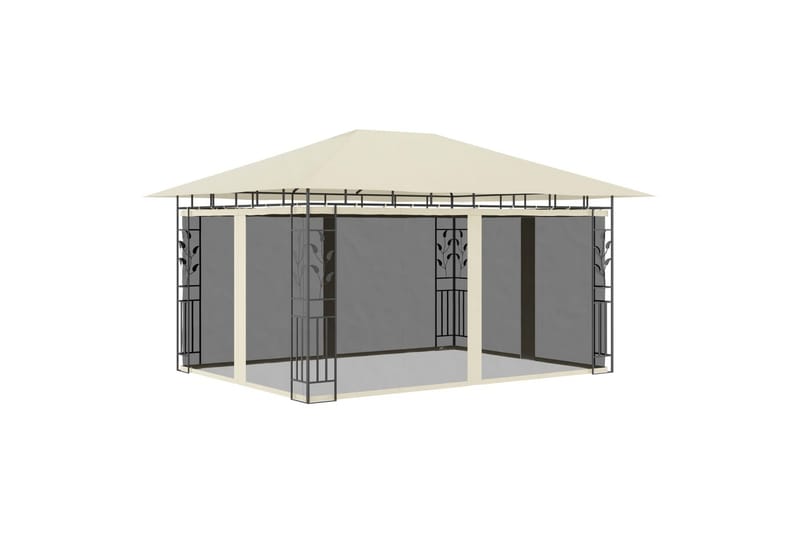 Paviljong med myggnett 4x3x2,73 m kremhvit 180 g/m² - Hagemøbler - Solbeskyttelse - Paviljonger