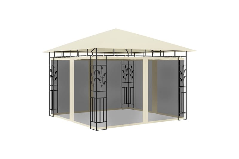 Paviljong med myggnett og lysslynge 3x3x2,73m 180 g/m² - Krem - Hagemøbler - Solbeskyttelse - Paviljonger - Komplett paviljong