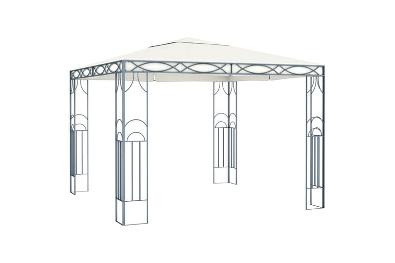 Paviljong med strenglys 300x300 cm krem - Krem - Hagemøbler - Solbeskyttelse - Paviljonger - Komplett paviljong