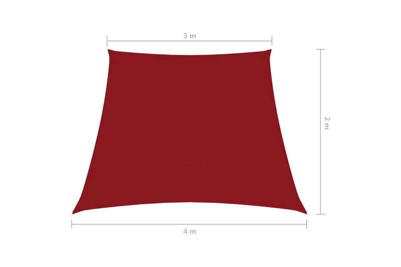 Solseil oxfordstoff trapesformet 3/4x2 m rød - Rød - Hagemøbler - Solbeskyttelse - Solseil