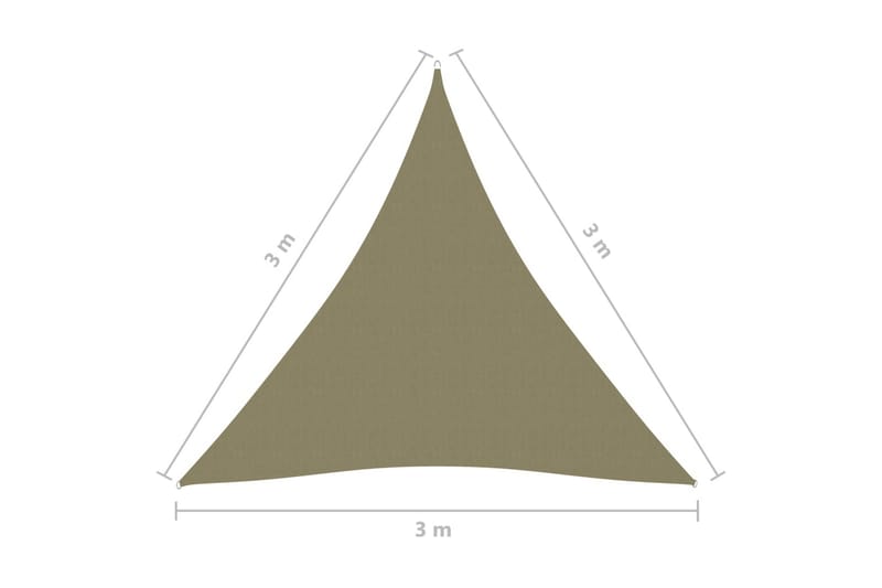Solseil oxfordstoff trekantet 3x3x3 m beige - Beige - Hagemøbler - Solbeskyttelse - Solseil