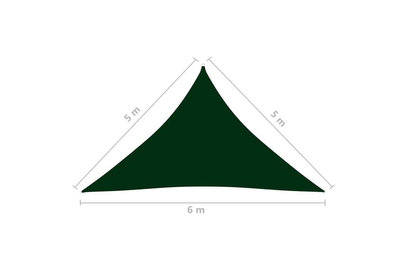 Solseil oxfordstoff trekantet 5x5x6 m mørkegrønn - grønn - Hagemøbler - Solbeskyttelse - Solseil