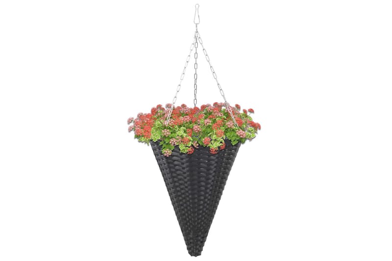 Hengende blomsterkurver 2 stk polyrotting svart - Svart - Hagemøbler - Tilbehør utendørs - Hagekrukker