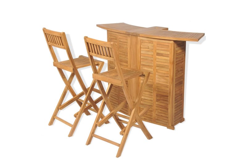 Bistrosett med brettbare stoler 3 deler heltre teak - Teak - Møbler - Bord - Barbord & ståbord