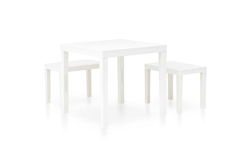 Hagebord med 2 benker plast hvit - Hvit - Hagemøbler - Utegruppe - Cafégrupper