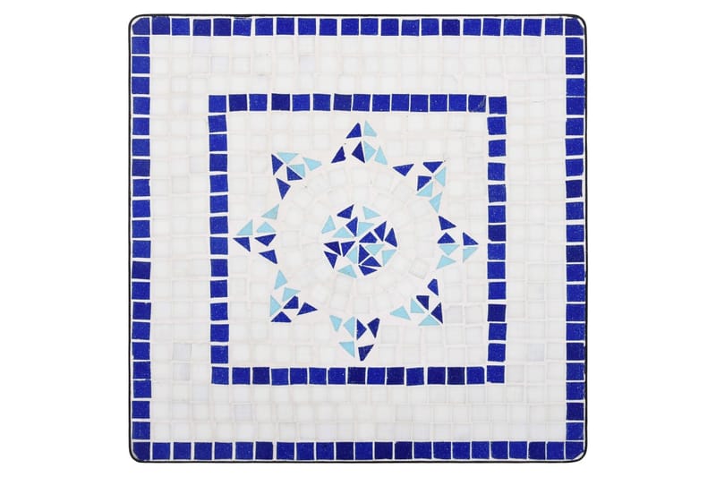 Mosaikkbistrosett med keramikkfliser 3 deler blå og hvit - Hagemøbler - Utegruppe - Cafégrupper