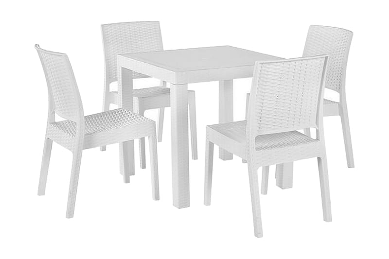 Hagesett med bord og 4 stoler FOSSANO - Hvit - Hagemøbler - Utegruppe - Spisegrupper hage