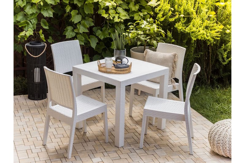 Hagesett med bord og 4 stoler FOSSANO - Hvit - Hagemøbler - Utegruppe - Spisegrupper hage