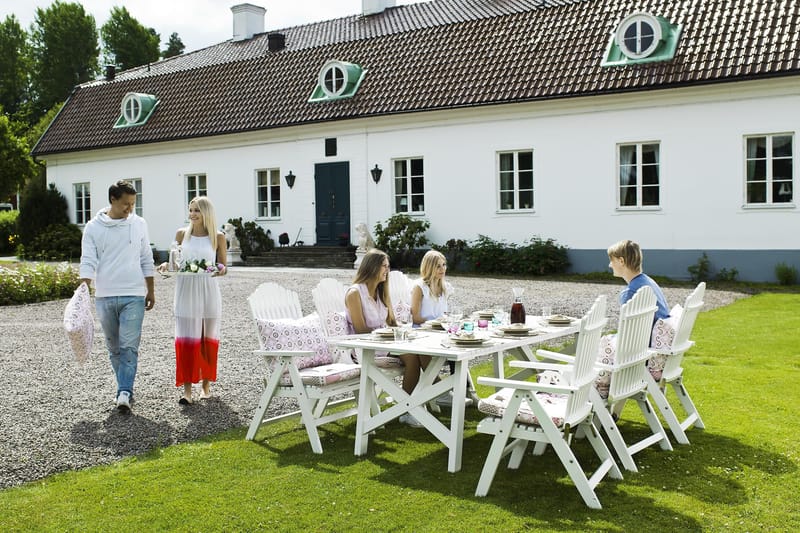 Hillerstorp Bullerö Spisegruppe 90x200 + 6 Posisjonsstoler - Hvit - Hagemøbler - Utegruppe - Spisegrupper hage