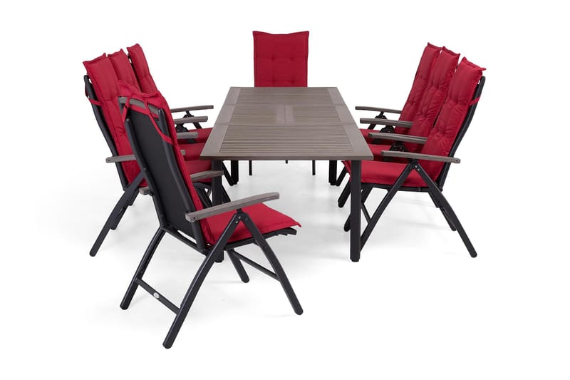 Hillerstorp Nydala Spisegruppe 96x200-280+8 Posisjonsstoler - Grå/Svart - Møbler - Bord - Spisebord & kjøkkenbord