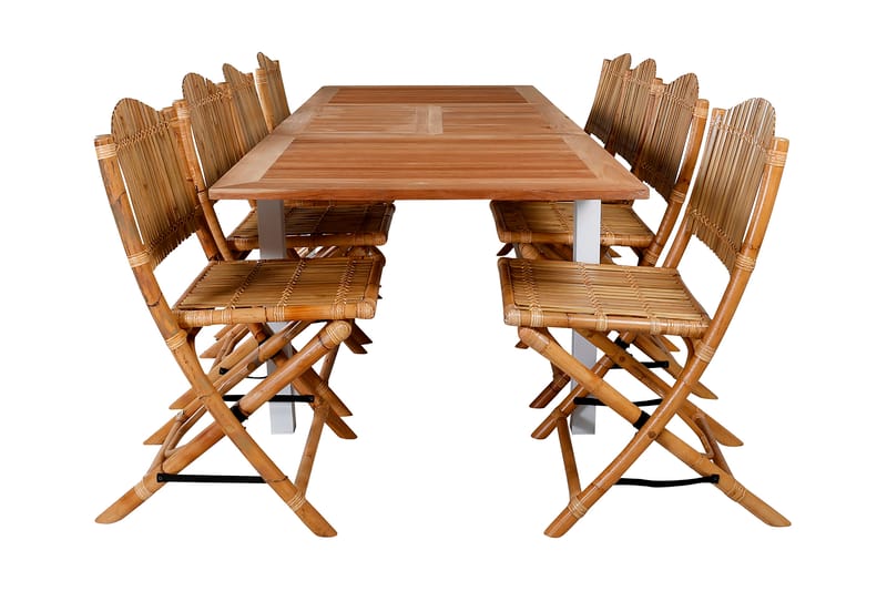 Panacotta Spisebord med 8 Carrien Klappstoler - Hagemøbler - Utegruppe - Spisegrupper hage