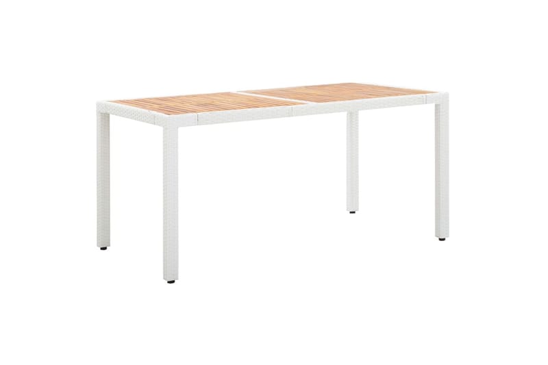 Hagebord hvit 150x90x75 cm polyrotting og heltre akasie - Hvit - Hagemøbler - Hagebord - Spisebord