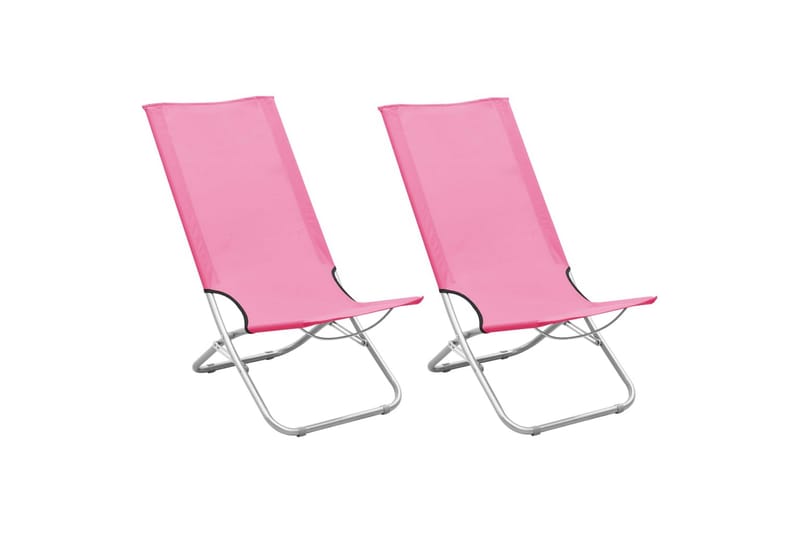 Sammenleggbare strandstoler 2 stk rosa stoff - Rosa - Hagemøbler - Stoler & Lenestoler - Solstoler