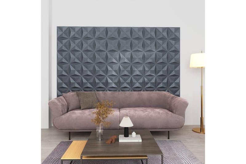 3D-veggpaneler 48 stk 50x50 cm origami grå 12 m² - Grå - Hus & oppussing - Bygg - Gulv, vegg & tak - Platemateriale & byggeplate - Innvendig panel