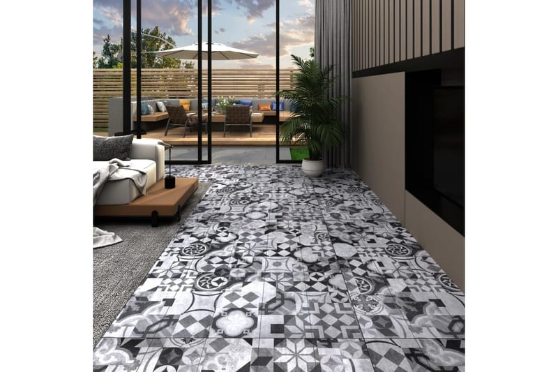 PVC gulvplanker 5,26 m² 2 mm grått mønster - Hus & oppussing - Bygg - Gulv, vegg & tak - Gulv - Vinylgulv & plastgulv