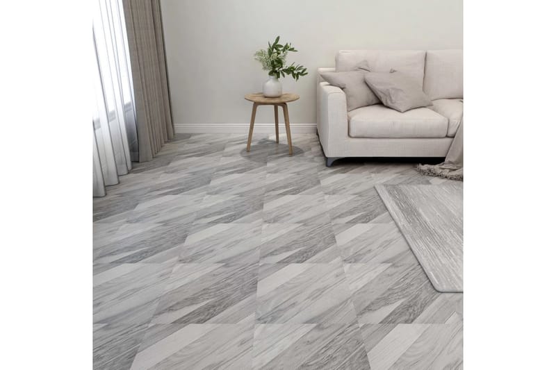 Selvklebende gulvplanker 55 stk PVC 5,11 m² grå stripet - Grå - Innredning - Veggdekorasjon