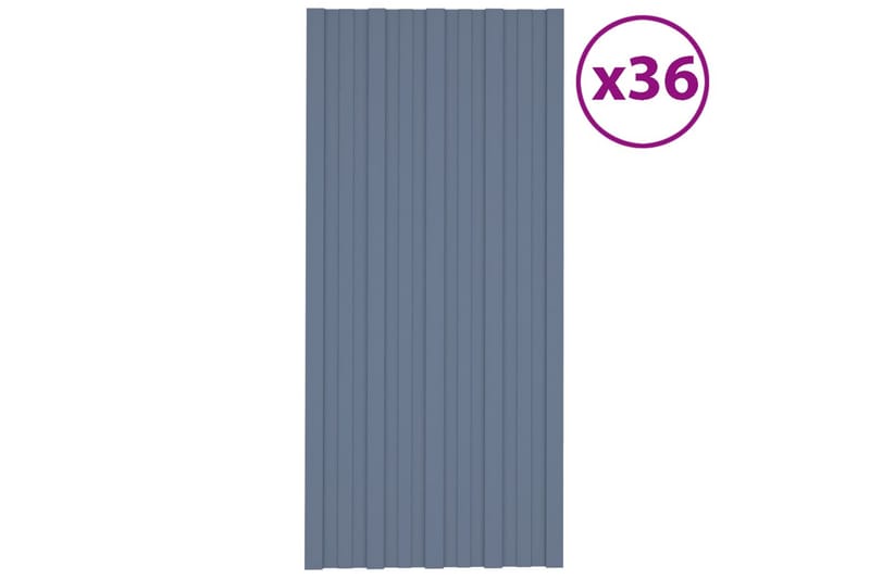 Takplater 36 stk grå 100x45 cm galvanisert stål - Hus & oppussing - Bygg - Gulv, vegg & tak - Platemateriale & byggeplate - Takpanel & takplate